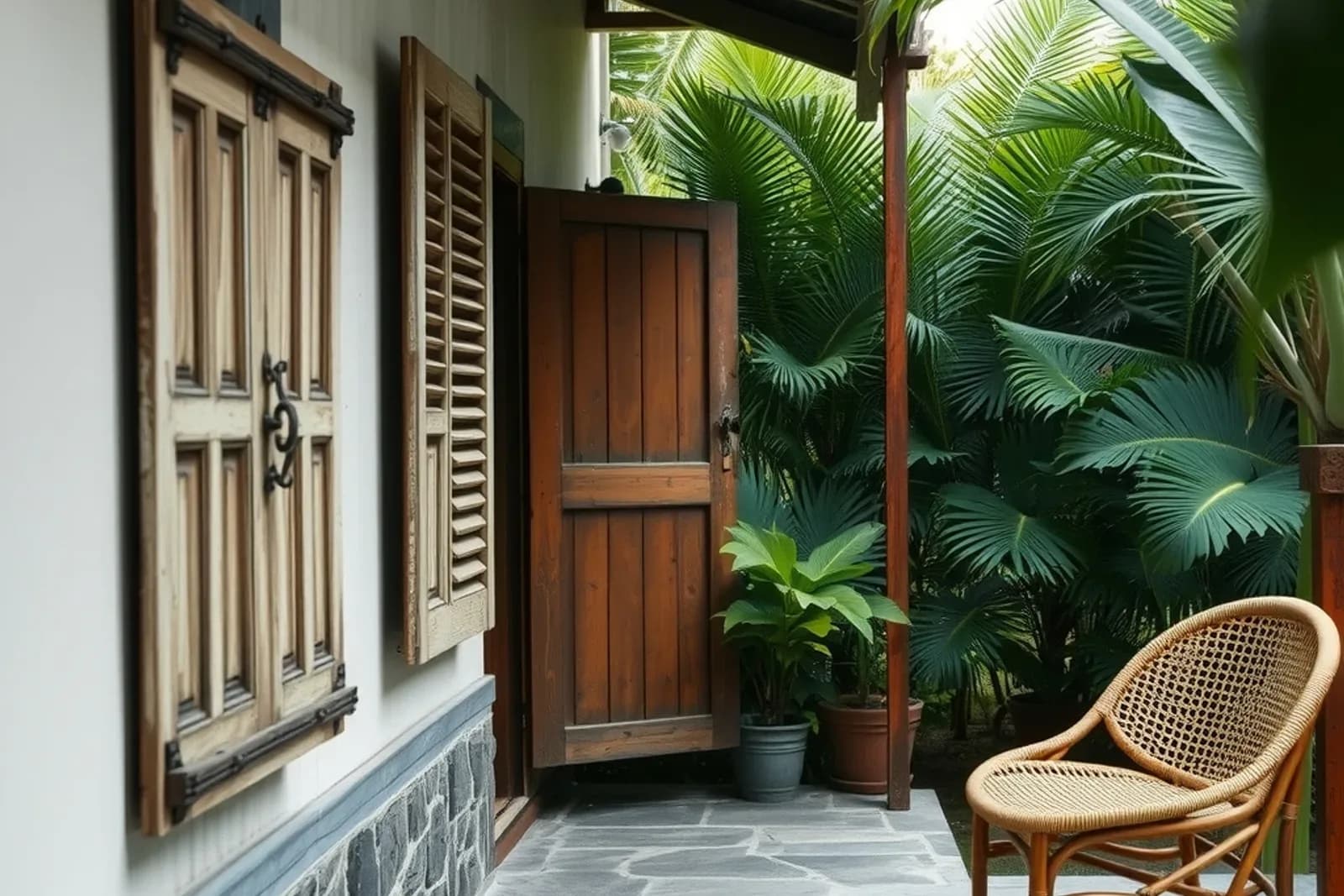 Véranda et jardin tropical à Maurice