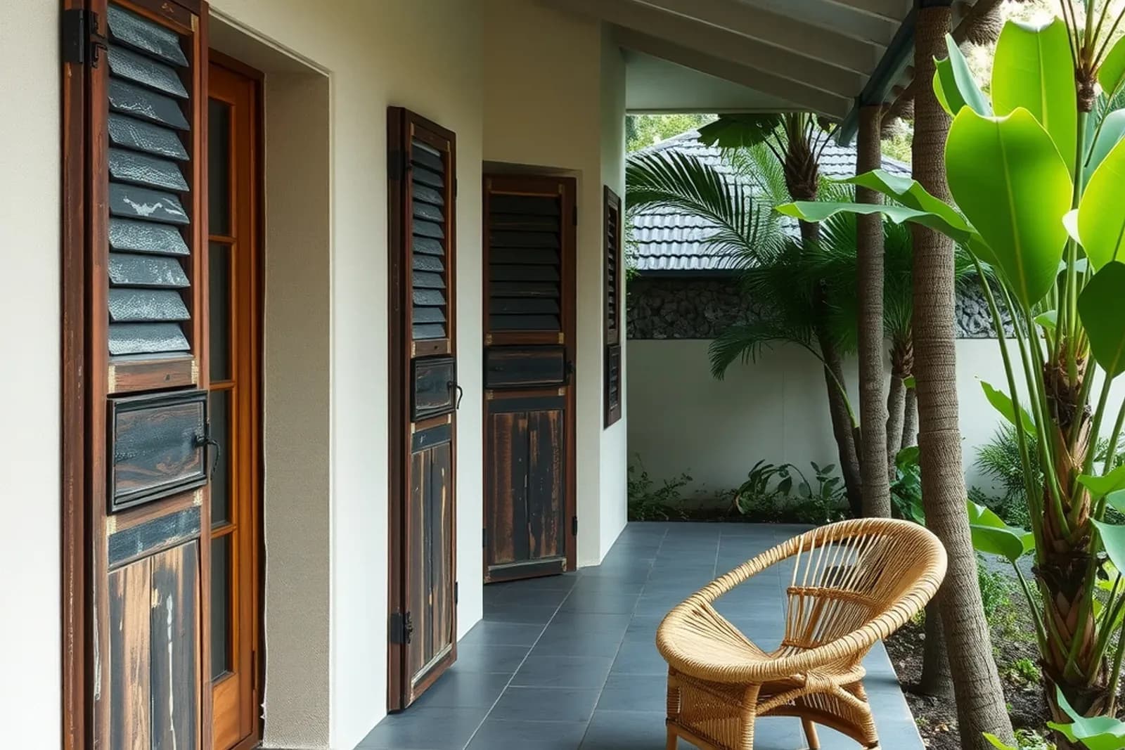 Veranda and tropical garden in Mauritius